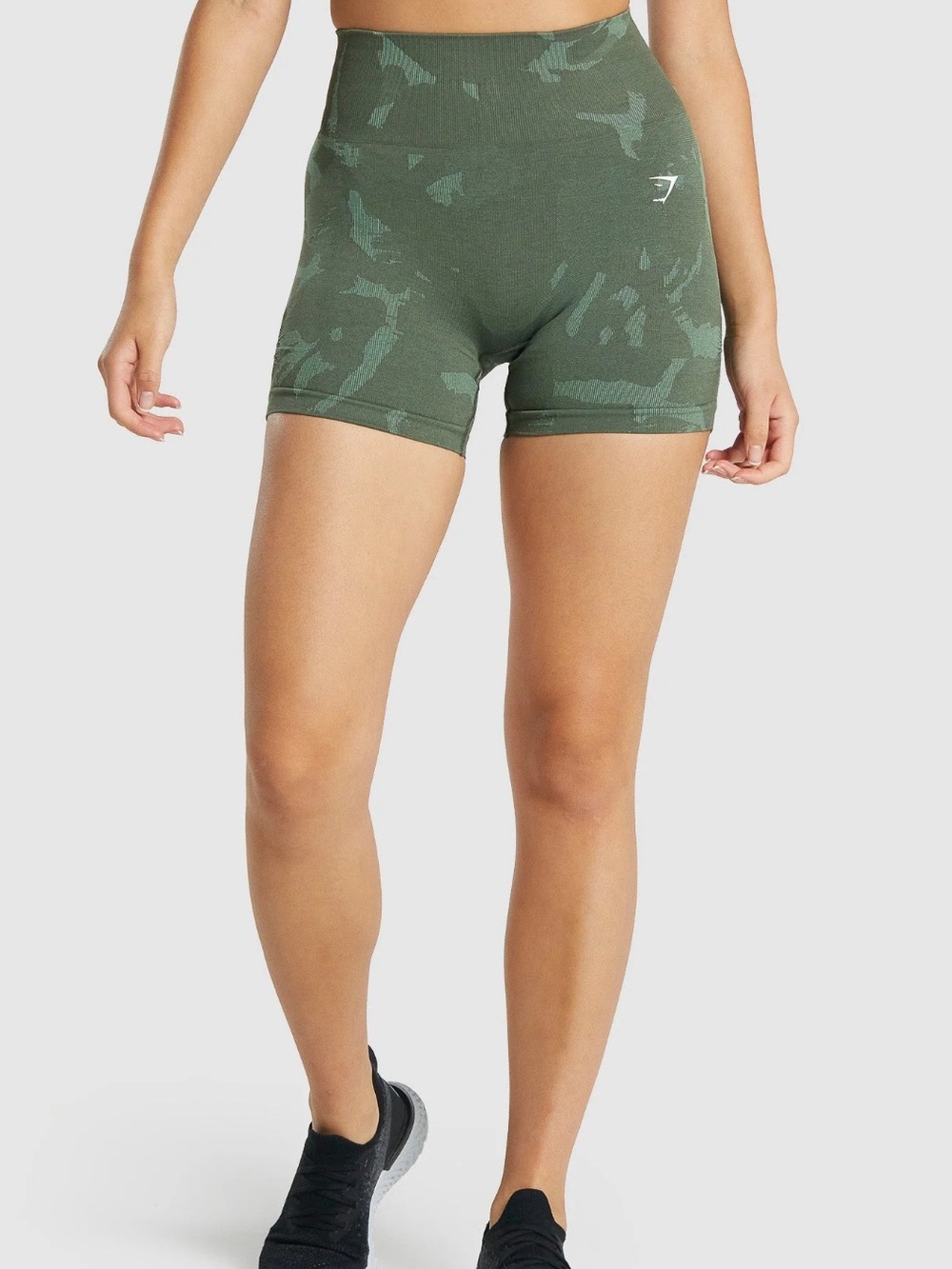 Gymshark Women’s Adapt Camo Seamless Shorts — Savanna Green